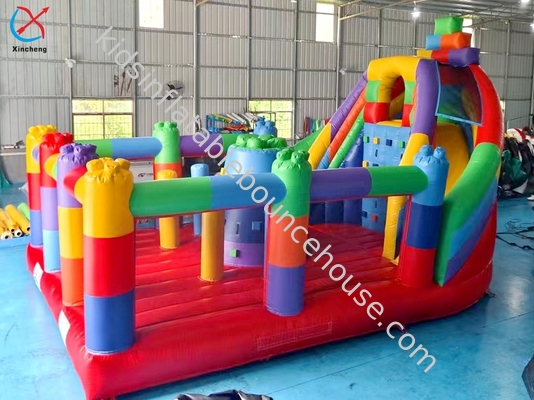 Customized LEGO Block Splicing Inflatable Bouncy House With Slide Combo For Kids