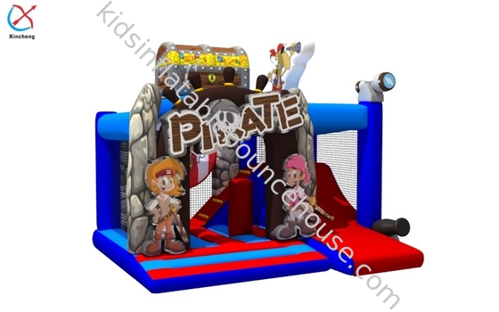 New Design Digital Printing Inflatable Pirate Bounce House With Slides For Kids