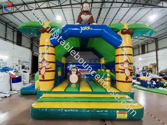 Commercial Jungle Monkey Inflatable Bounce House Combo Jumping Castle