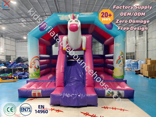 Factory Inflatable Castle Unicorn Themed Inflatable Bounce House with Slide