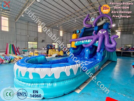 Octopus Theme Inflatable Water Slide Giant Inflatable Water Slide With Pool for Outdoor